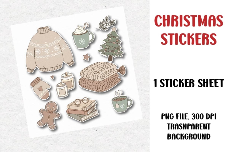 Christmas Stickers Sheet, Printable Stickers