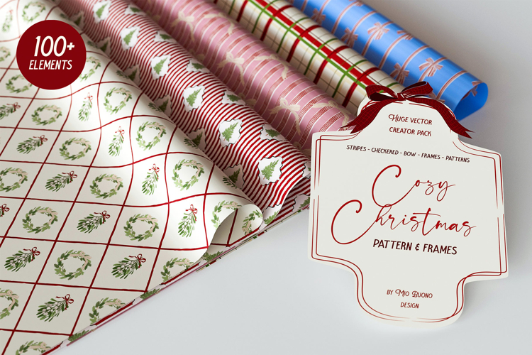 100 Cozy Christmas Patterns & Frames Pack