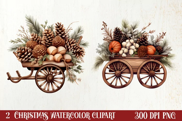Cozy Christmas Farm Clipart, Christmas Clipart