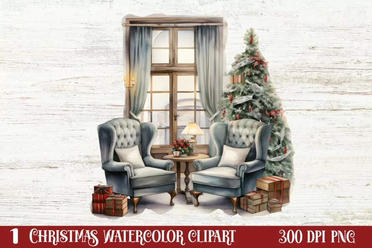 Cozy Christmas Home Clipart Sublimation