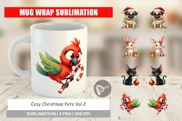 Cozy Christmas Pets Mug Wrap