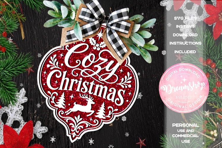 Cozy Christmas Reindeer Ornament SVG