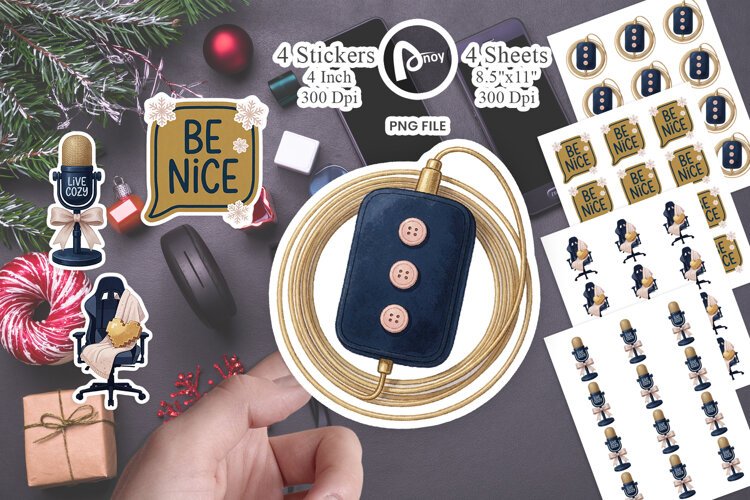 Cozy Christmas Stream Room Pets Sticker example image 1