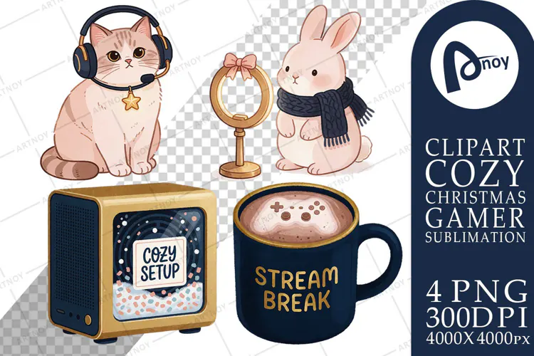Cozy Christmas Stream Room Pets Sublimation