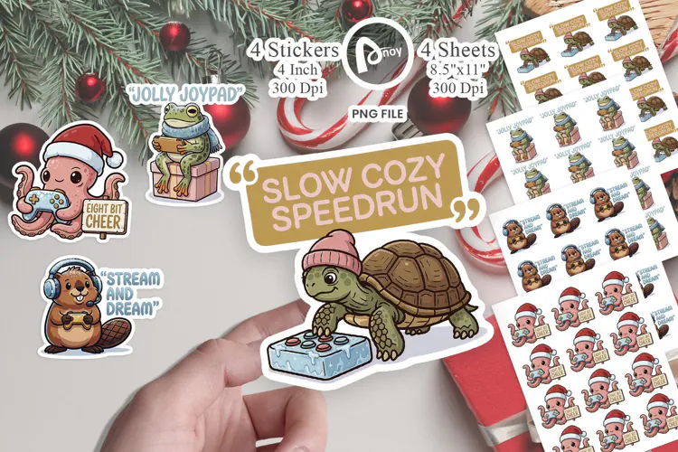 Cozy Christmas Streamer Pets Sticker