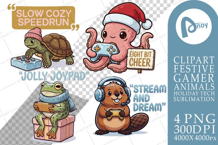 Cozy Christmas Streamer Pets Sublimation example image 1