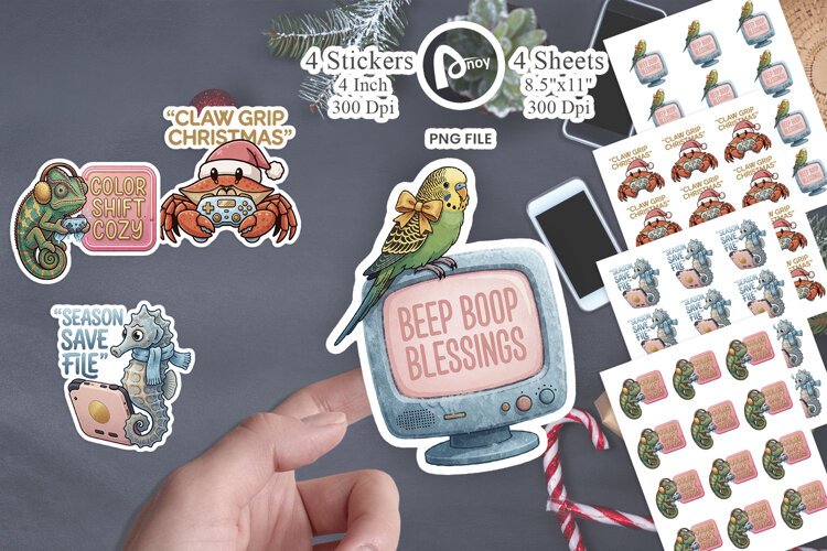 Cozy Christmas Streamer Pets Sticker example image 1