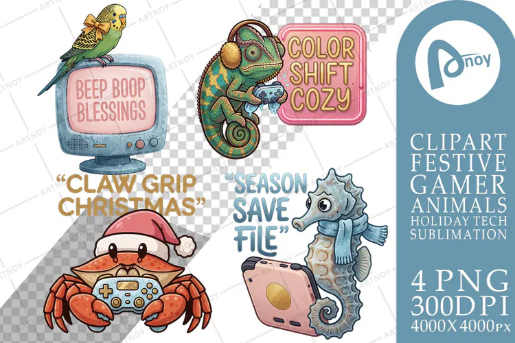 Cozy Christmas Streamer Pets Sublimation