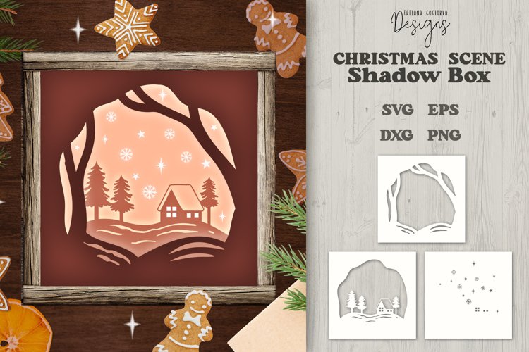 Cozy Cottage in the Mountains Shadow Box 3 SVG layers