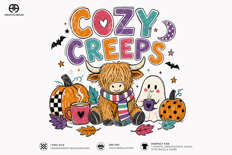 Cozy Creeps Cow Ghost PNG - Cute Fall Halloween Shirt Design