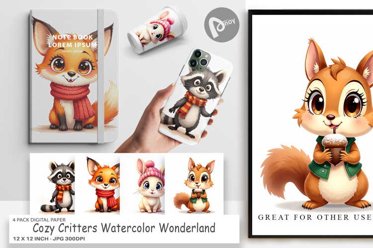 Cozy Critters Wonderland Digital Paper