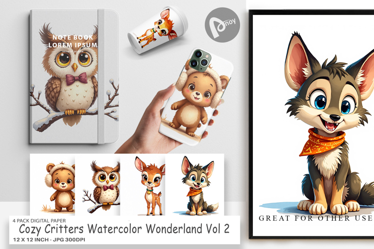 Cozy Critters Wonderland Digital Paper