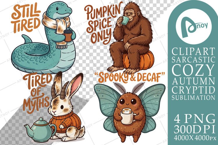 Cozy Cryptid Cafe Sarcastic Sublimation example image 1