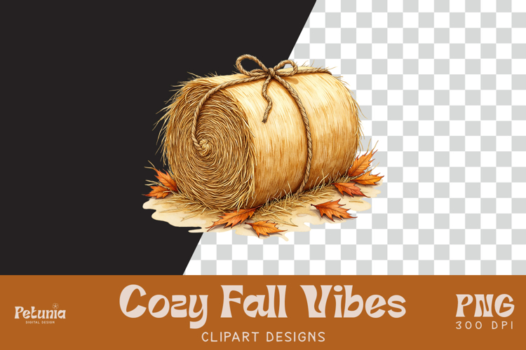 Hay Bale Clipart | Watercolor Fall PNG