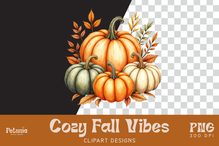 Pumpkins Clipart | Watercolor Autumn PNG