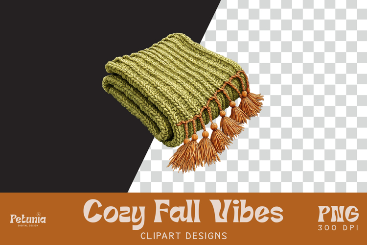 Cozy Fall Blanket Clipart | Watercolor Autumn PNG
