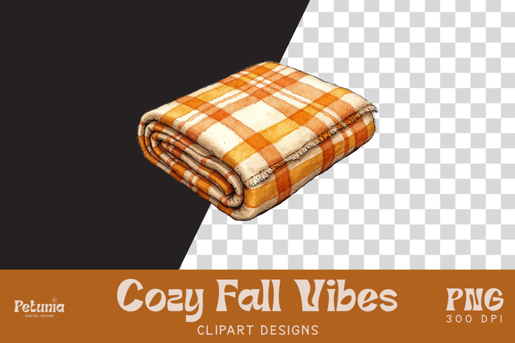 Cozy Blanket Fall Clipart | Watercolor Autumn PNG