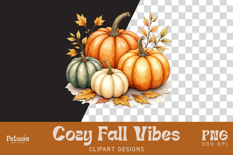 Pumpkins Clipart | Watercolor Autumn PNG