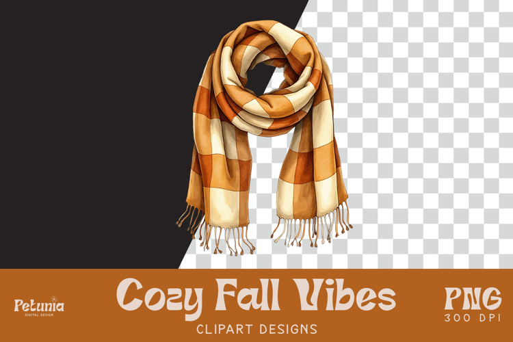 Fall Scarf Clipart | Watercolor Autumn PNG