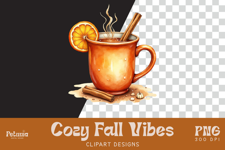 Hot Cider Fall Clipart | Watercolor Autumn PNG