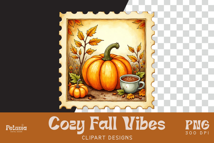 Fall Stamp Clipart | Watercolor Autumn PNG
