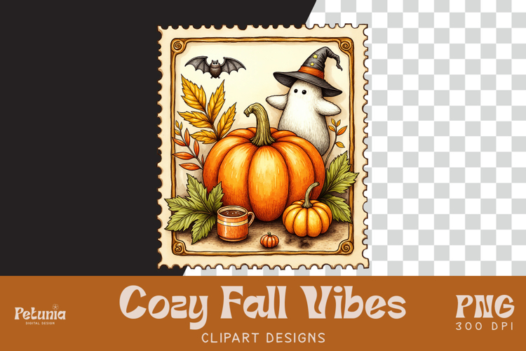 Fall Stamp Clipart | Watercolor Autumn PNG