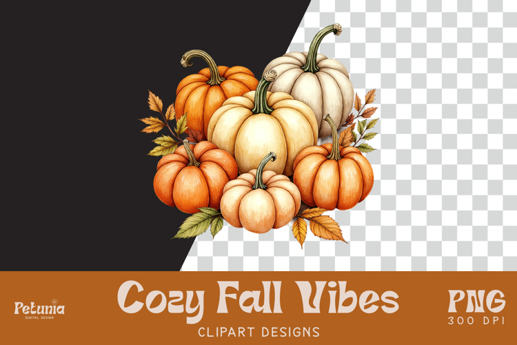 Pumpkins Clipart | Watercolor Autumn PNG