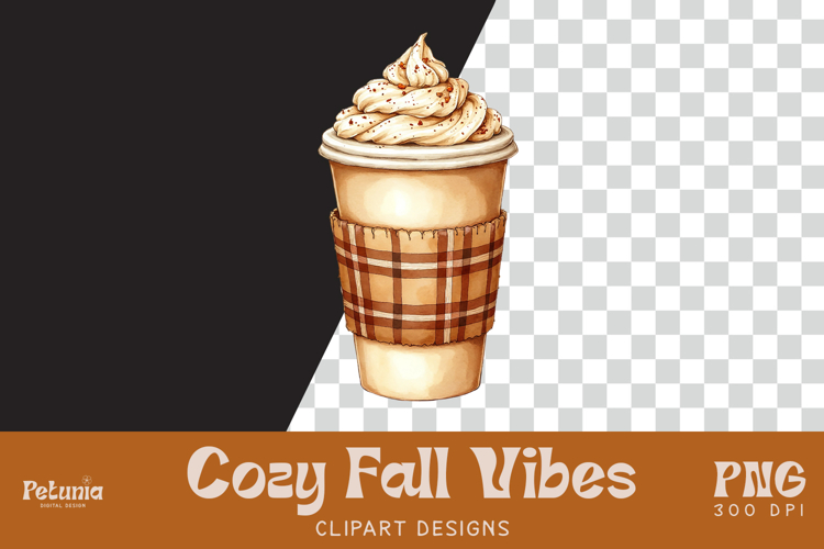 Pumpkin Spice Latter Clipart | Watercolor Autumn PNG
