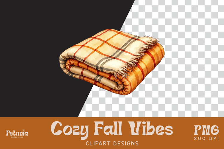 Cozy Blanket Fall Clipart | Watercolor Autumn PNG
