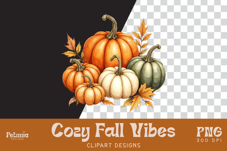 Pumpkins Clipart | Watercolor Autumn PNG