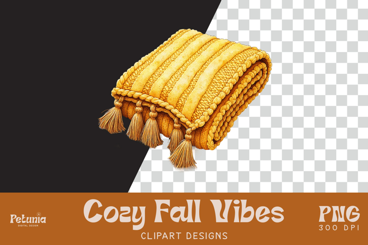 Fall Cozy Blanket Clipart | Watercolor Autumn PNG