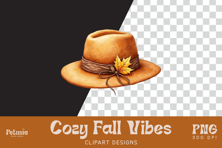 Fall Hat Clipart | Watercolor Autumn PNG