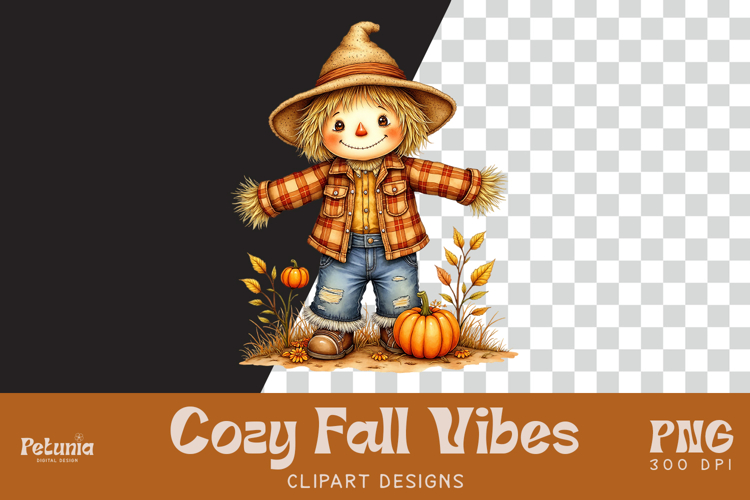 Scarecrow Clipart | Watercolor Autumn PNG