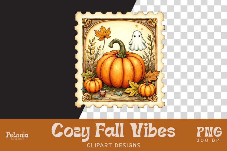 Fall Stamp Clipart | Watercolor Autumn PNG