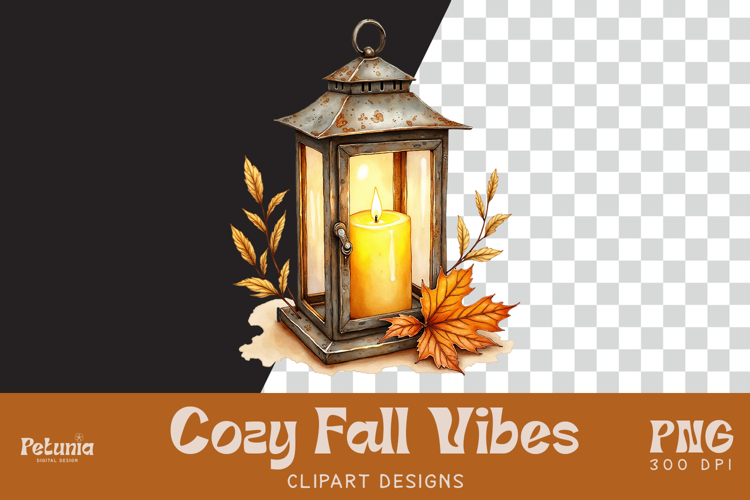 Rustic Lantern Clipart | Watercolor Autumn PNG