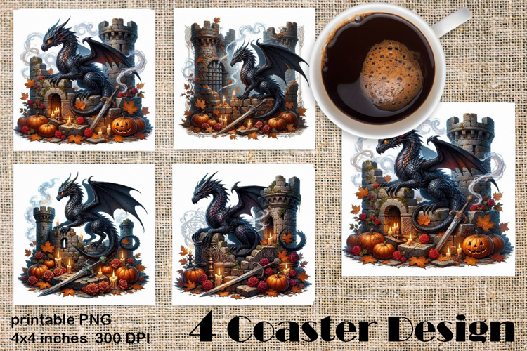 Fantasy Dragon Book Coasters | Cozy Fall Dragon Sublimation