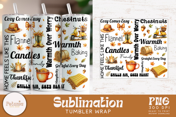 Fall Tumbler Wrap PNG | Fall Sublimation PNG