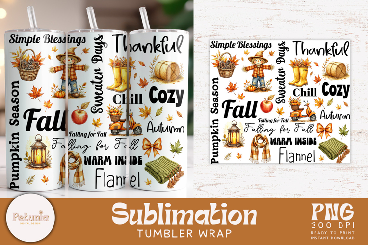 Fall Tumbler Wrap PNG | Fall Sublimation PNG