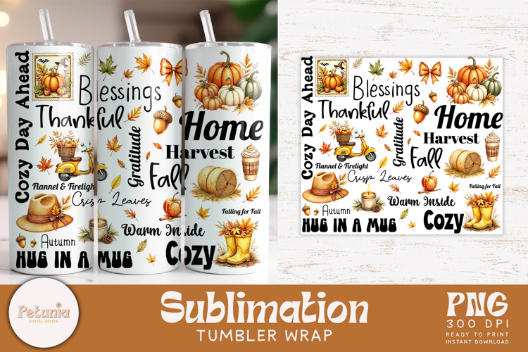 Fall Tumbler Wrap PNG | Fall Sublimation PNG