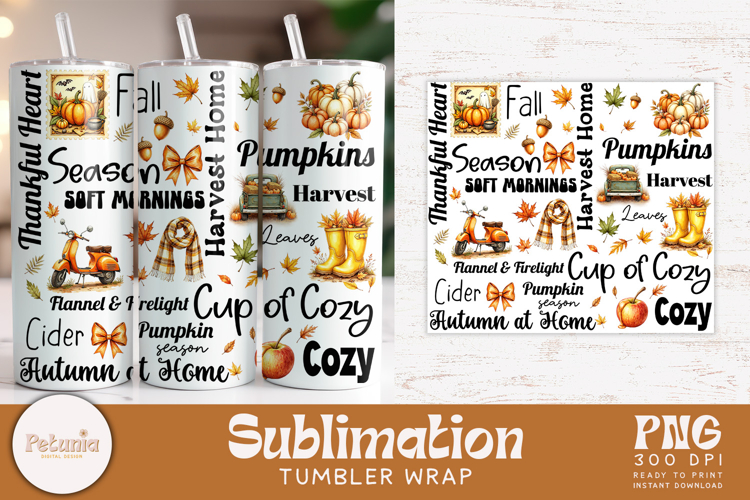 Fall Tumbler Wrap PNG | Fall Sublimation PNG