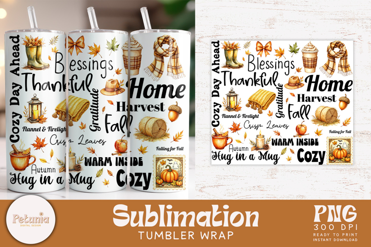 Fall Tumbler Wrap PNG | Fall Sublimation PNG