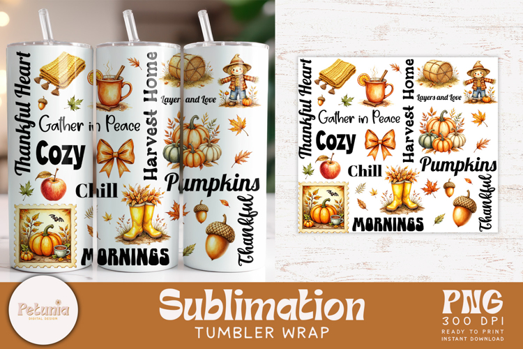 Fall Tumbler Wrap PNG | Fall Sublimation PNG
