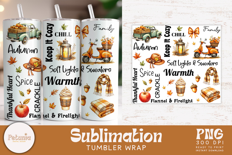 Fall Tumbler Wrap PNG | Fall Sublimation PNG