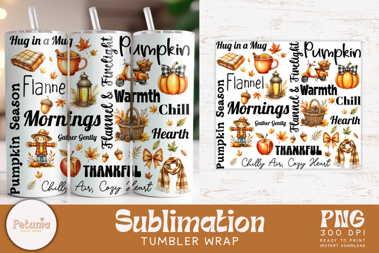Fall Tumbler Wrap PNG | Fall Sublimation PNG