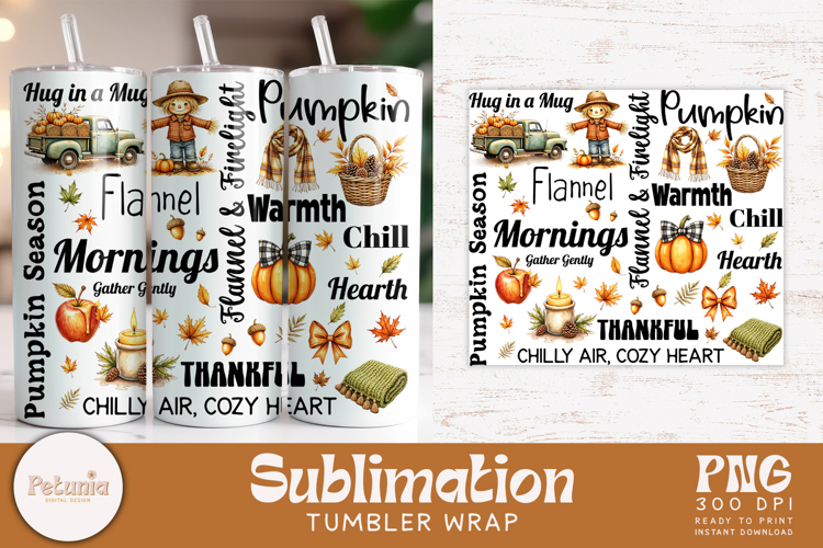 Fall Tumbler Wrap PNG | Fall Sublimation PNG