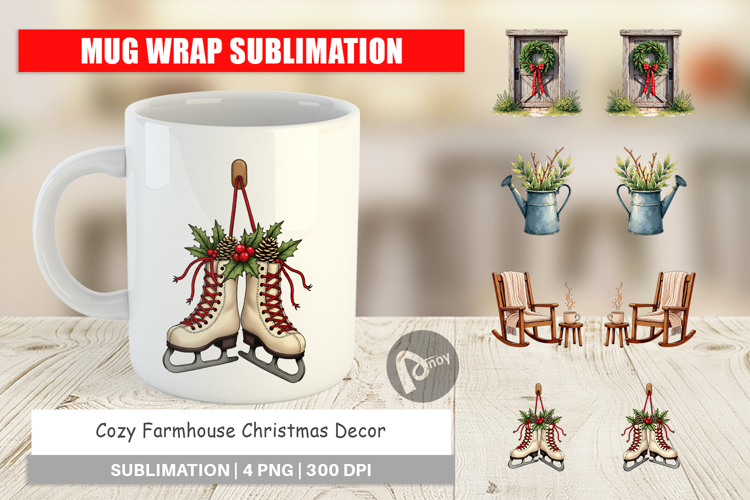 Farmhouse Christmas Decor Mug Wrap