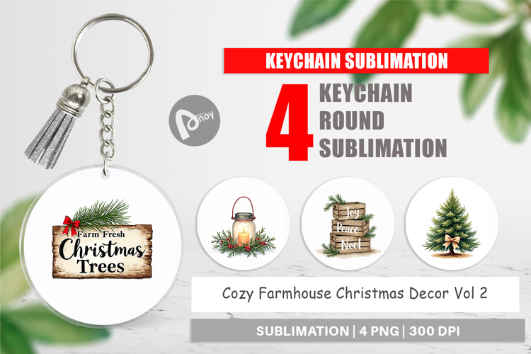 Farmhouse Christmas Decor Keychain