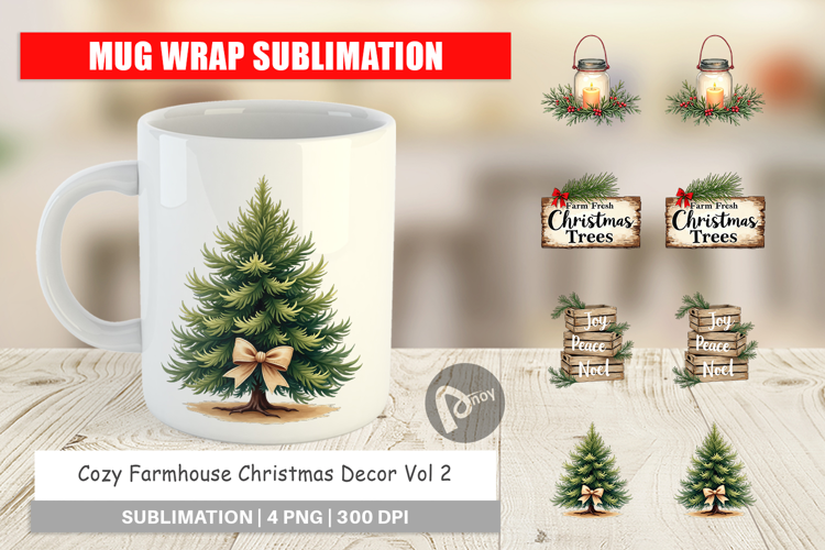 Farmhouse Christmas Decor Mug Wrap
