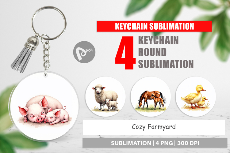 Farmyard Mother Baby Animal Keychain