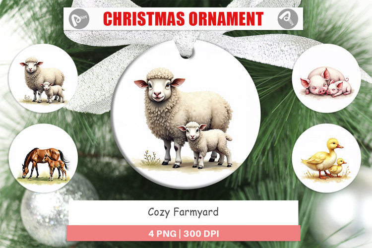 Farmyard Mother Baby Animal Ornament